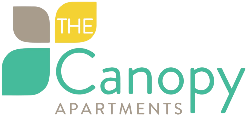 The Canopy Apartments logo with a black background.