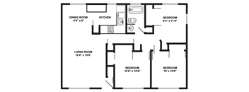 Bel Aire Court | Three Bedroom Two Bathroom 1,000 square feet