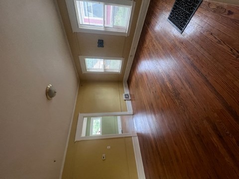 a look down from the loft into the living room