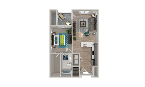 1 bed 1 bath I at Crabtree Lakeside Apartments, Raleigh, 27612