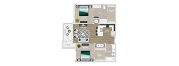 2 bed 2 bath C at Crabtree Lakeside Apartments, Raleigh, 27612