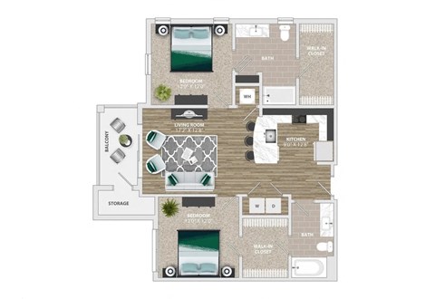 2 bed 2 bath C at Crabtree Lakeside Apartments, Raleigh, 27612