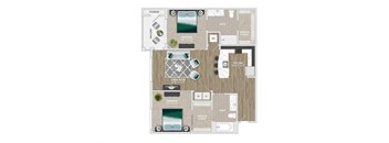 2 bed 2 bath E at Crabtree Lakeside Apartments, Raleigh