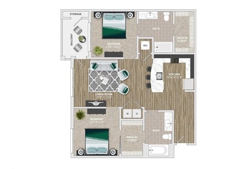 2 bed 2 bath E at Crabtree Lakeside Apartments, Raleigh
