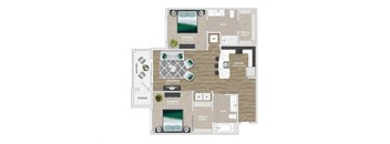 2 bed 2 bath F at Crabtree Lakeside Apartments, North Carolina