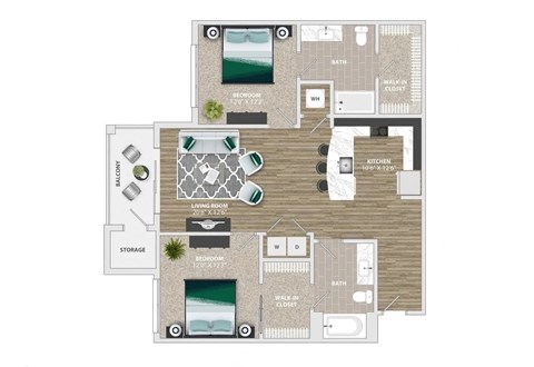 2 bed 2 bath F at Crabtree Lakeside Apartments, North Carolina