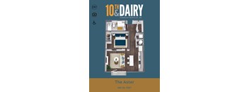 A floor plan of a 560 square foot apartment named The Aster.