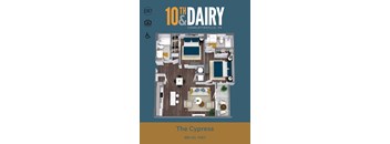 A floor plan of a 10th Dairy apartment in Charlottesville, VA.