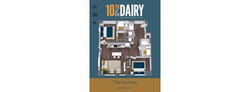 A floor plan of a 10th Dairy apartment in Charlottesville, VA.