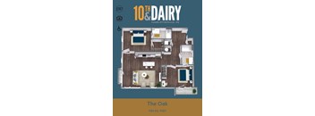 A 3D layout of a house named "The Oak" with a total area of 1130 square feet.