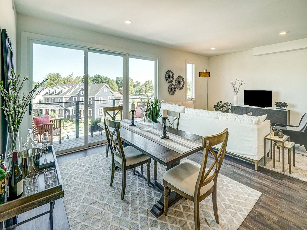 a living room with a couch and a table