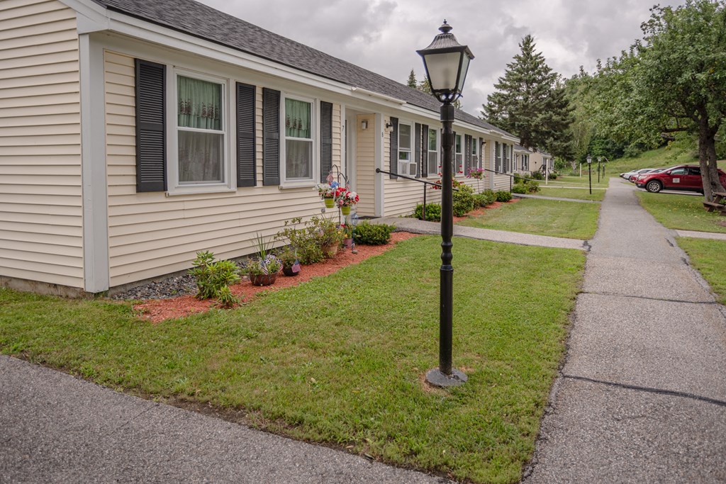 a street lamp in front of a house