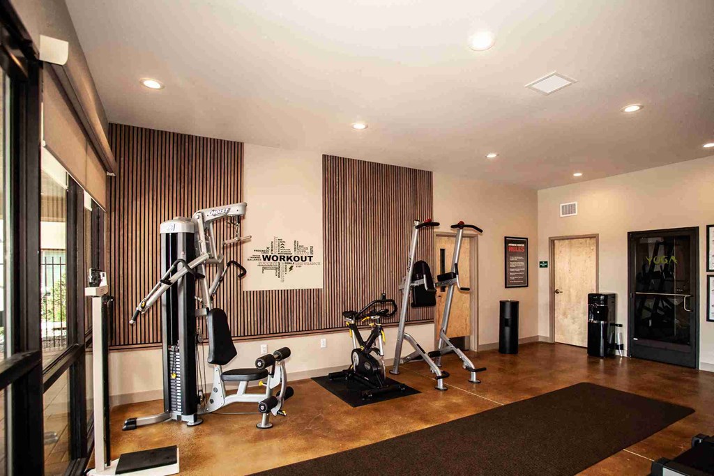 A gym with a variety of equipment.