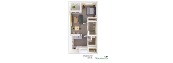 a floor plan of a studio unit