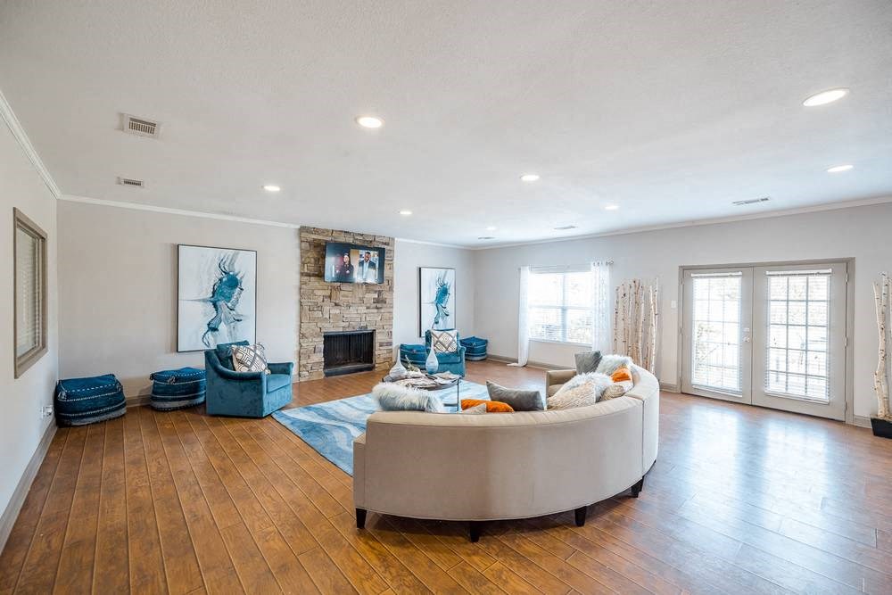 Our resident lounge offers a tranquil environment for reading, remote working or hosting events at Cedar Run Apartments, Memphis