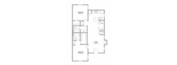 A floor plan of a home with three bedrooms, a laundry room, and a living room at Callaghan Heights, San Antonio, TX, 78228