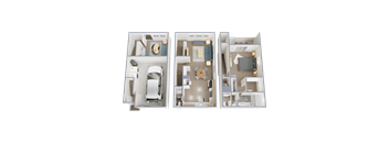 Three different floor plans of a house are displayed.