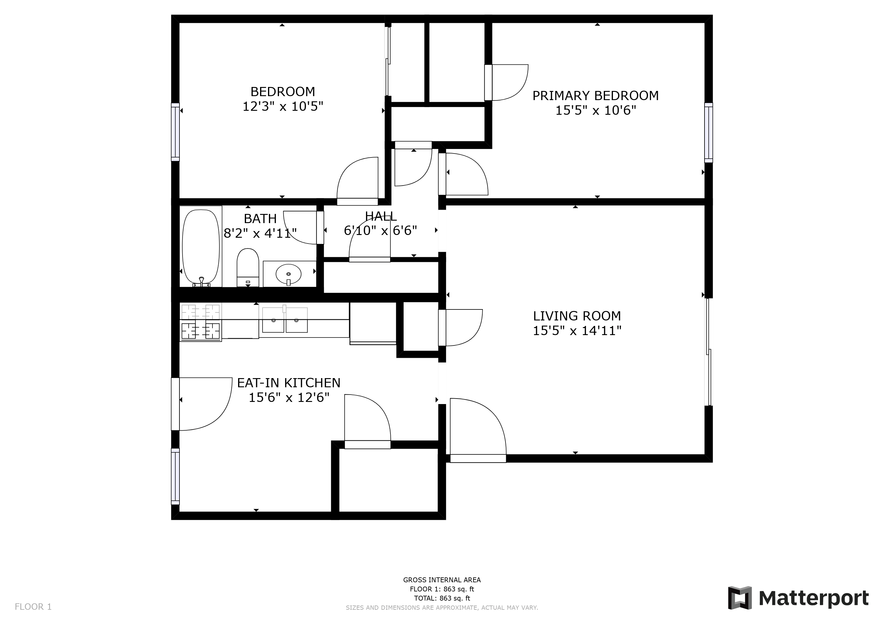 2 Bedroom 1 Bath (2e,fS)