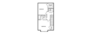 A black and white image of a floor plan for a small apartment.