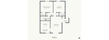 A floor plan of a house with a total area of 899 square feet.