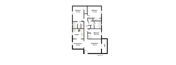 A floor plan of a house with a total area of 1240 square feet.