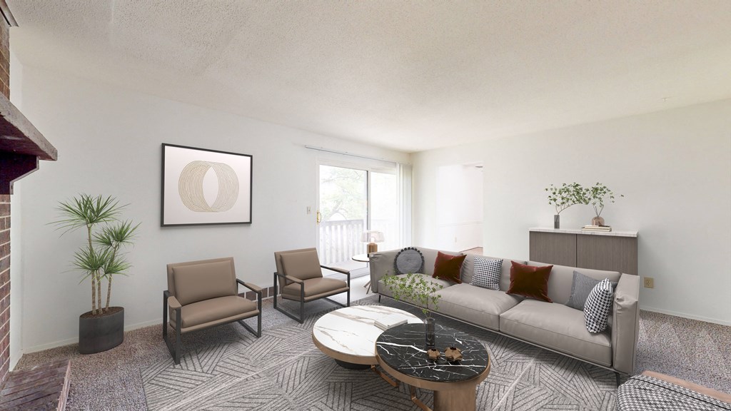 a living room with a couch and a coffee table