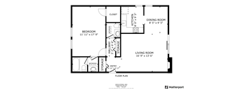 a floor plan of a house with a living room and a dining room