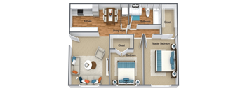 2 bed 2 bath with fireplace