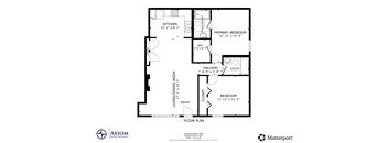 A floor plan of a house with a kitchen, living room, dining room, bedrooms and bathrooms.