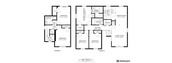 a floor plan of three different floors of a house