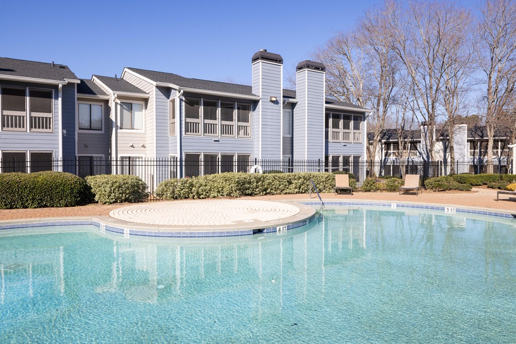 the swimming pool at the preserve at polk apartments