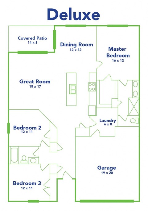 a floor plan of the deluxe apartment