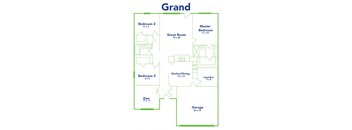 a floor plan of a house with two bedrooms and two bathrooms