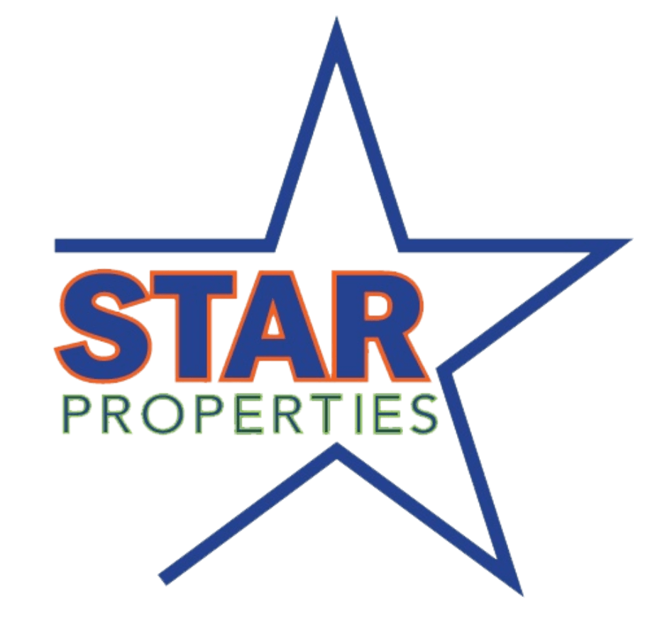 A blue and orange star with the words "Star Properties" written on it.