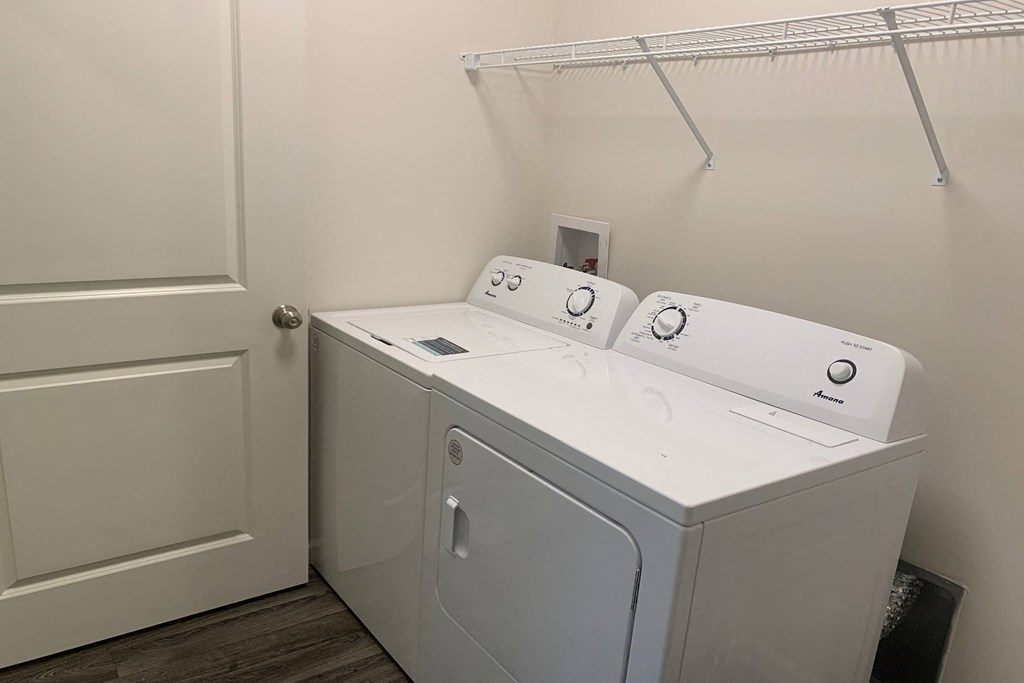 a washer and dryer in a laundry room