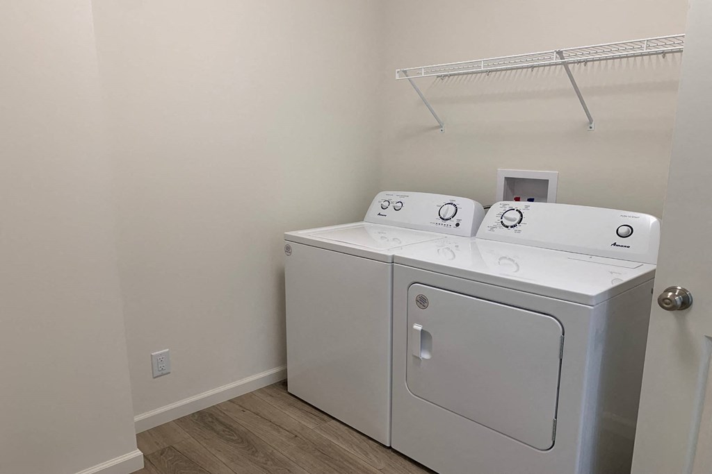 a washer and dryer in a room
