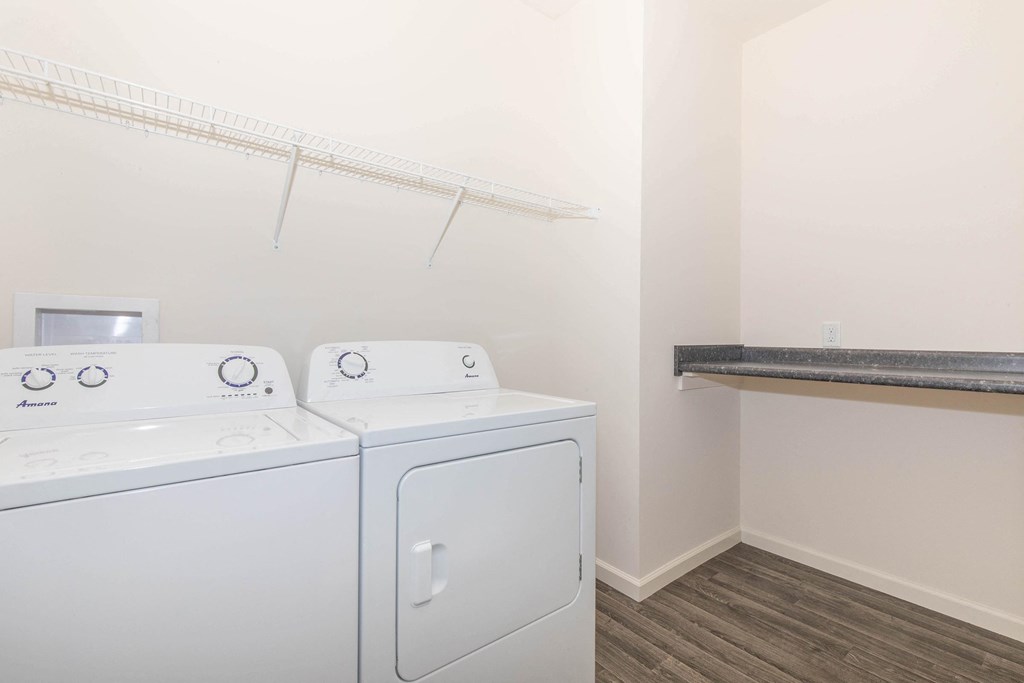 a room with a washer and dryer