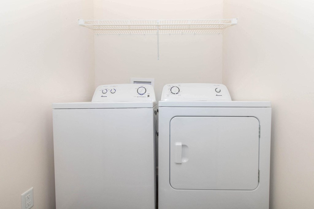 a washer and dryer in a laundry room