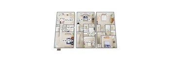 A set of three floor plans for residential apartments.