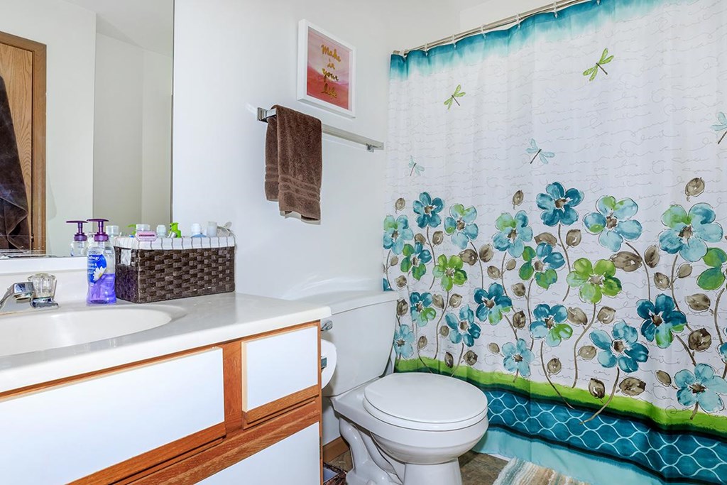 A white toilet sits next to a sink in a bathroom.