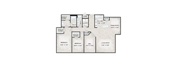 A floor plan of a house with labeled rooms and dimensions.