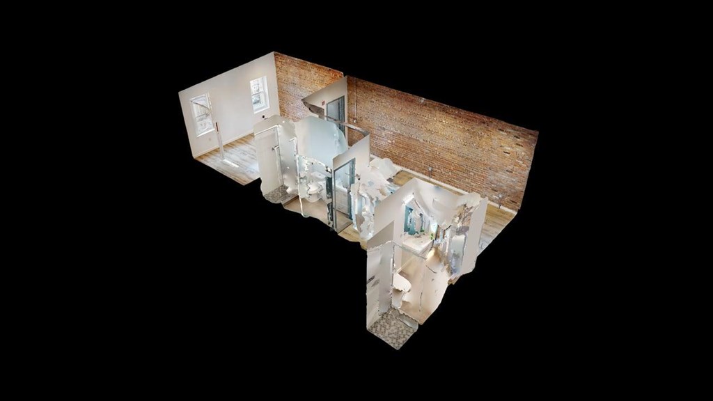 A 3D image of a house with a black background.