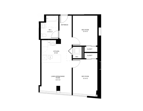 A black and white image of a floor plan for a house.
