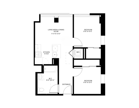 A black and white image of a floor plan for a house.