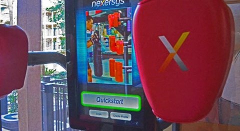 a vending machine with a large red object