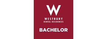 A red poster with the word "Bachelor" written on it.