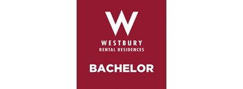 A red poster with the word "Bachelor" written on it.