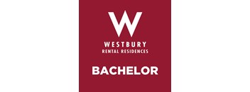 A red poster with the word "Bachelor" written on it.