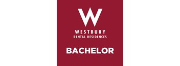 A red poster with the word "Bachelor" written on it.