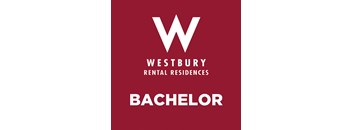 A red poster with the word "Bachelor" written on it.